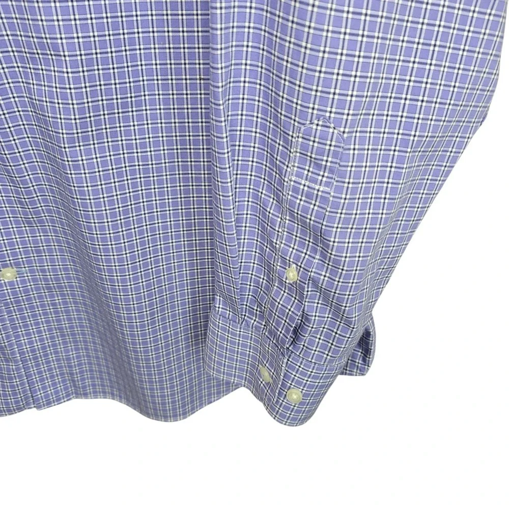 Banana Republic Dress Shirt Mens XL Lavender‎ Button Up Plaid Grant Fit Non Iron